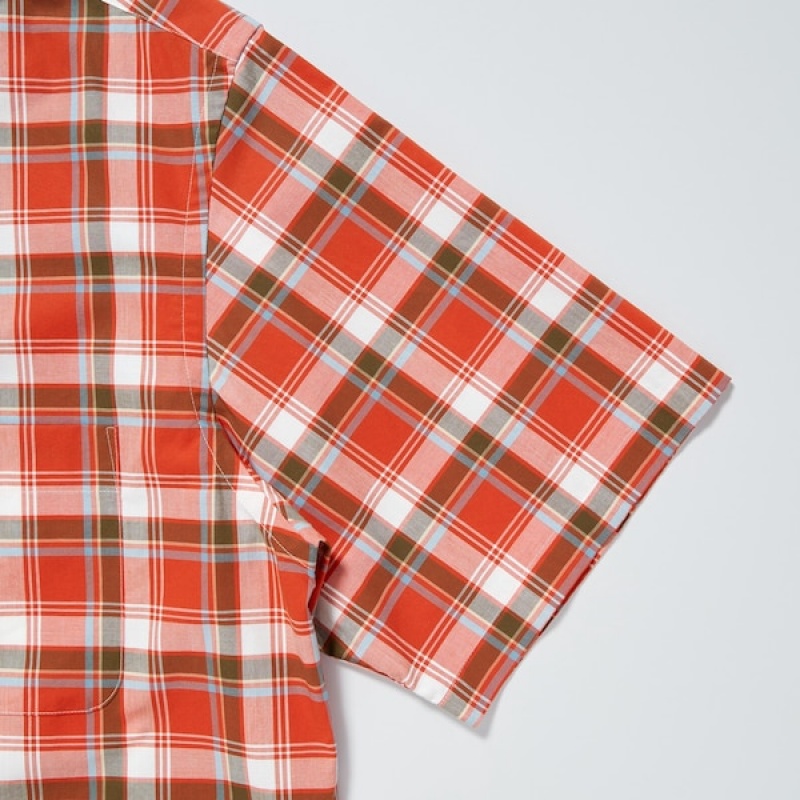 Uniqlo Extra Fine Cotton Short-Sleeve Muške Košulje Narančaste | 0946-DTQEU