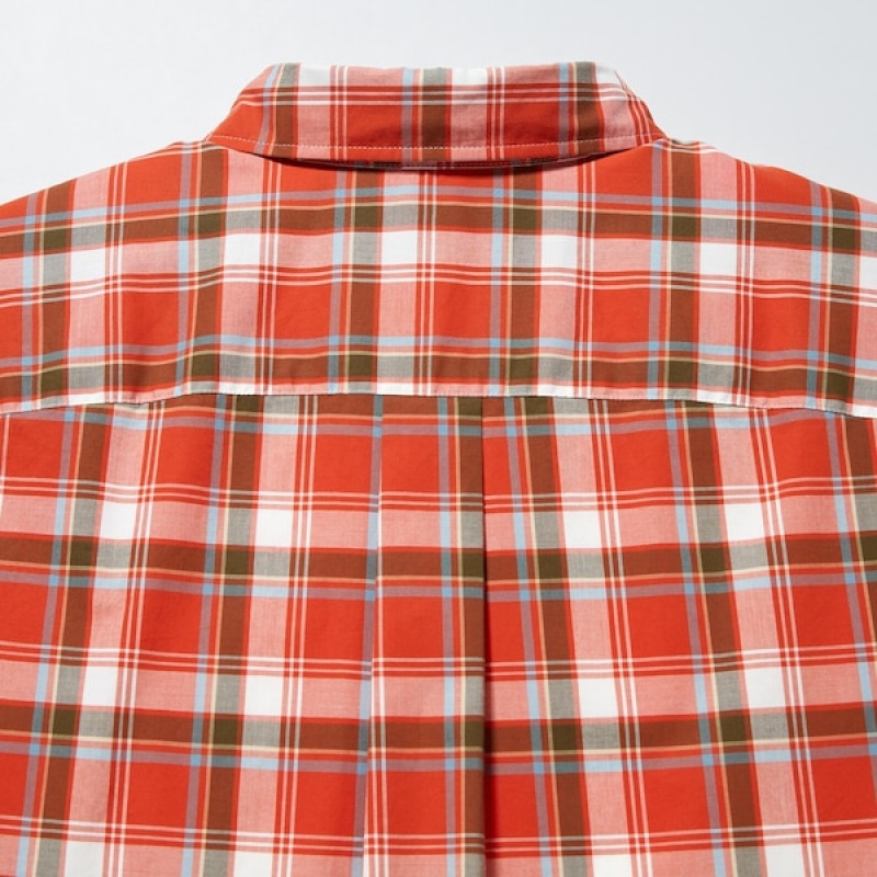 Uniqlo Extra Fine Cotton Short-Sleeve Muške Košulje Narančaste | 0946-DTQEU