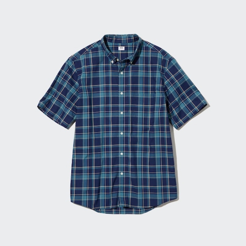 Uniqlo Extra Fine Cotton Short-Sleeve Muške Košulje Plave | 7425-QMYTK