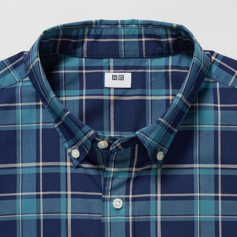 Uniqlo Extra Fine Cotton Short-Sleeve Muške Košulje Plave | 7425-QMYTK