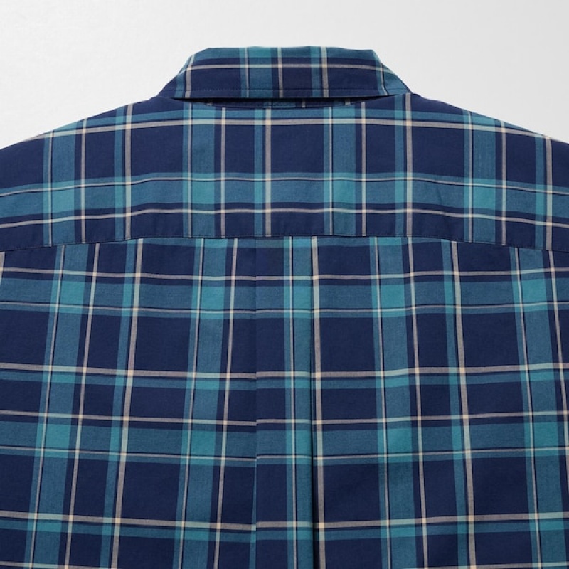 Uniqlo Extra Fine Cotton Short-Sleeve Muške Košulje Plave | 7425-QMYTK