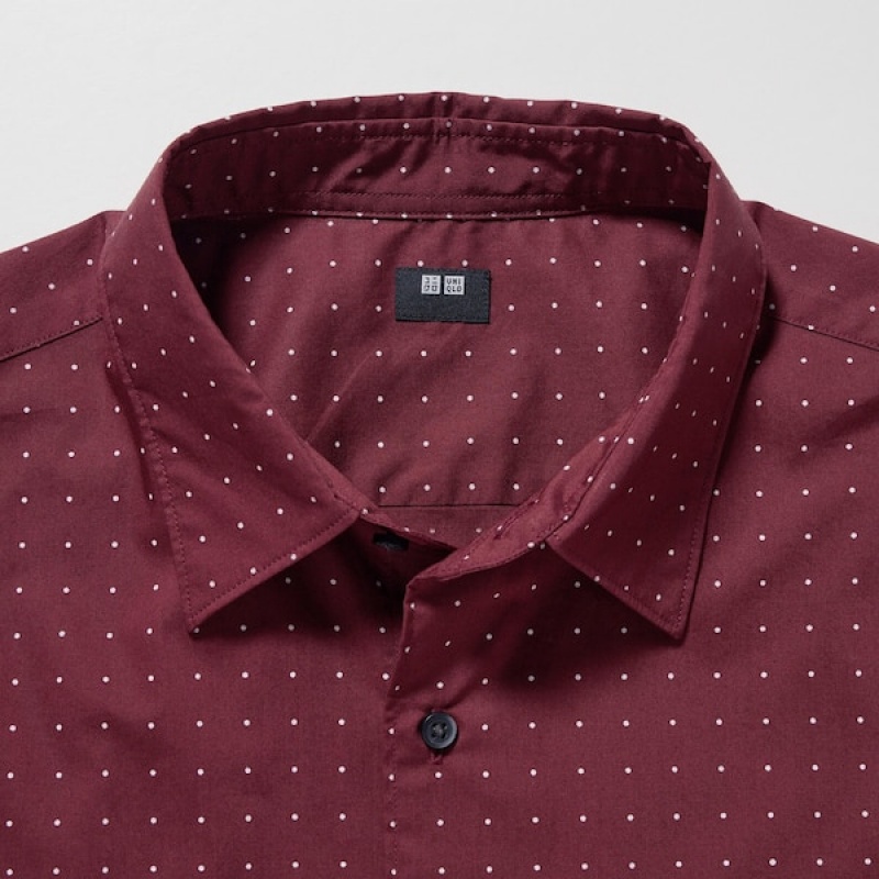 Uniqlo Extra Fine Cotton Short-Sleeve Muške Košulje Crvene | 8534-IFMYL