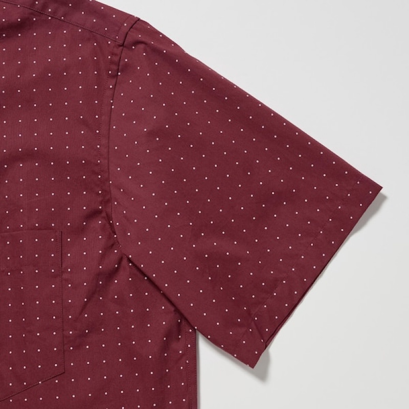 Uniqlo Extra Fine Cotton Short-Sleeve Muške Košulje Crvene | 8534-IFMYL