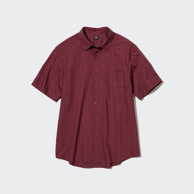 Uniqlo Extra Fine Cotton Short-Sleeve Muške Košulje Crvene | 8534-IFMYL