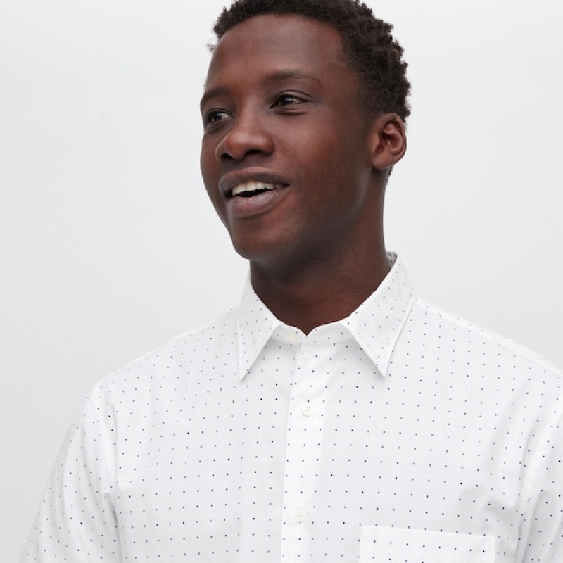 Uniqlo Extra Fine Cotton Short-Sleeve Muške Košulje Bijele | 6471-HGUWP