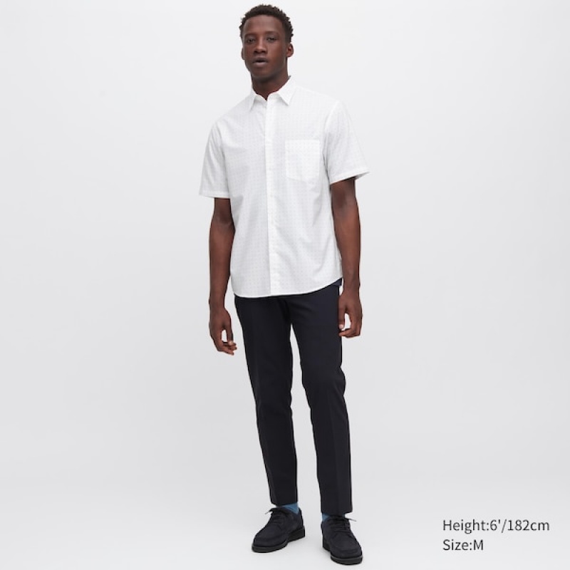Uniqlo Extra Fine Cotton Short-Sleeve Muške Košulje Bijele | 6471-HGUWP