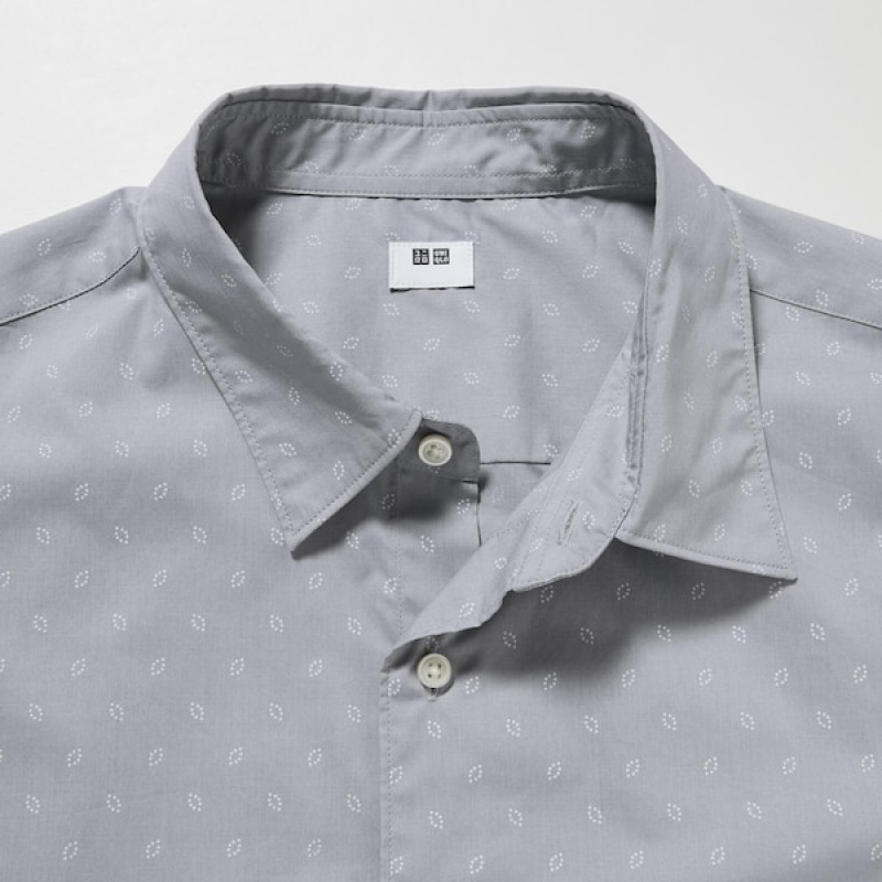 Uniqlo Extra Fine Cotton Short-Sleeve Muške Košulje Sive | 8352-ZNPED