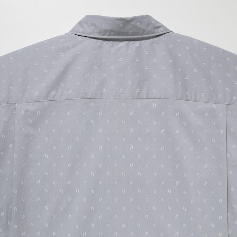 Uniqlo Extra Fine Cotton Short-Sleeve Muške Košulje Sive | 8352-ZNPED