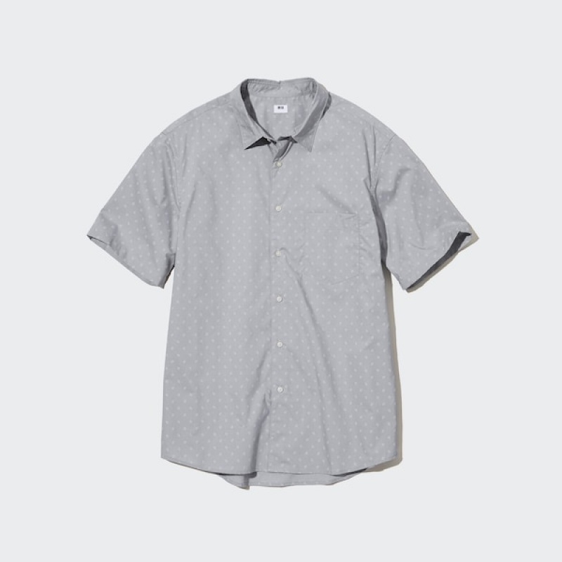 Uniqlo Extra Fine Cotton Short-Sleeve Muške Košulje Sive | 8352-ZNPED