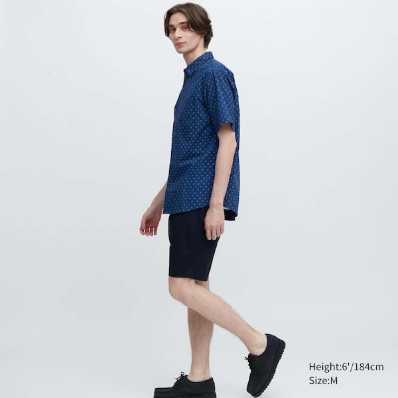 Uniqlo Extra Fine Cotton Short-Sleeve Muške Košulje Plave | 2956-KGXZP