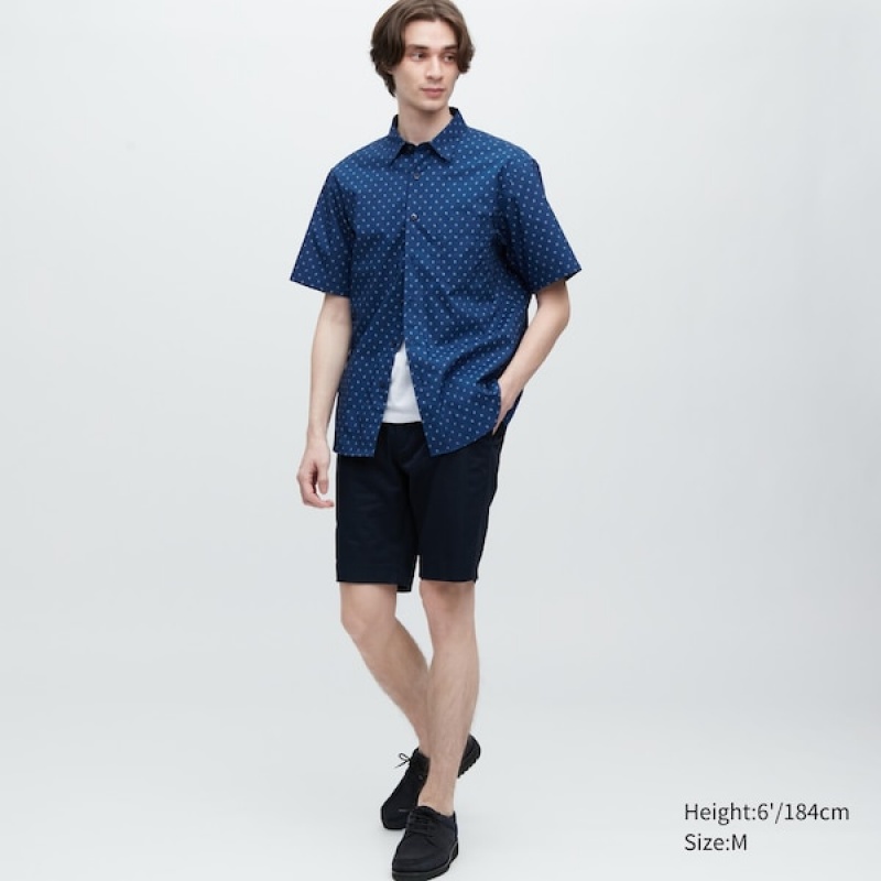 Uniqlo Extra Fine Cotton Short-Sleeve Muške Košulje Plave | 2956-KGXZP