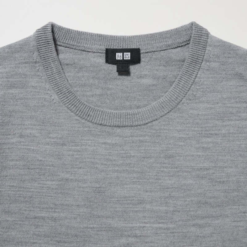 Uniqlo Extra Fine Merino Crew Neck Muške Džemperi Sive | 6153-JUICA