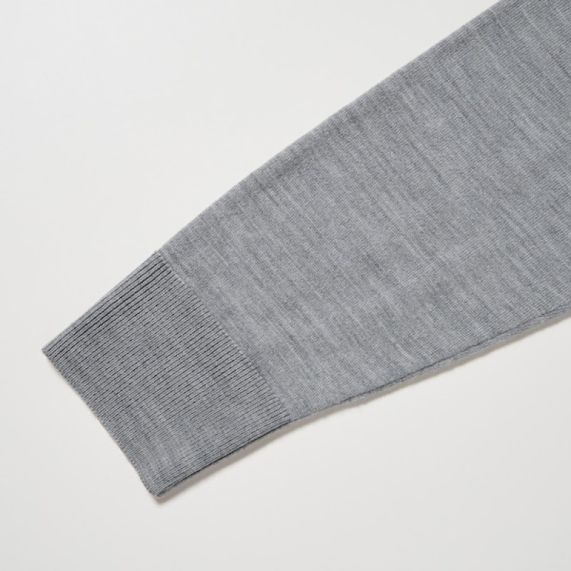 Uniqlo Extra Fine Merino Crew Neck Muške Džemperi Sive | 6153-JUICA