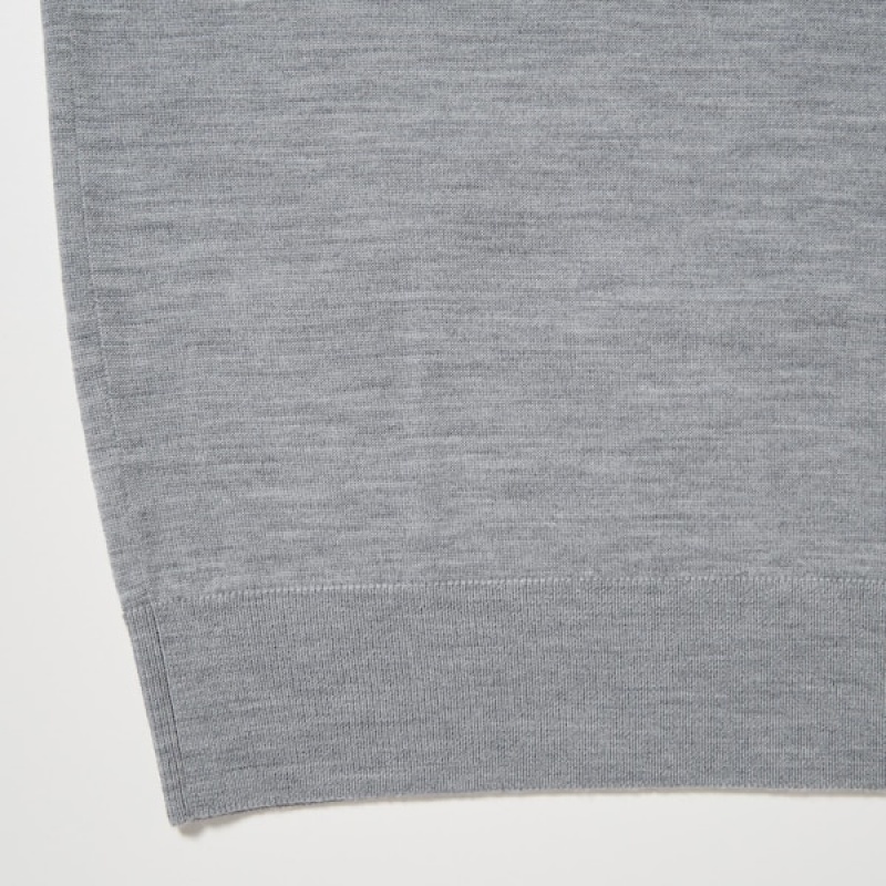 Uniqlo Extra Fine Merino Crew Neck Muške Džemperi Sive | 6153-JUICA