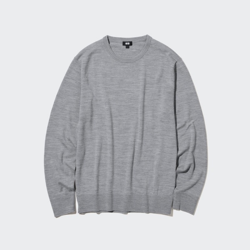 Uniqlo Extra Fine Merino Crew Neck Muške Džemperi Sive | 6153-JUICA