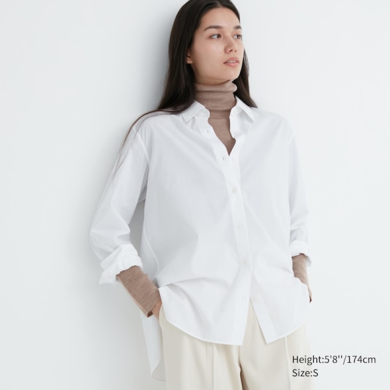 Uniqlo Extra Fine Merino Rebrasti Turtleneck Long-Sleeve Ženske Džemperi Bijele | 7281-DATEO