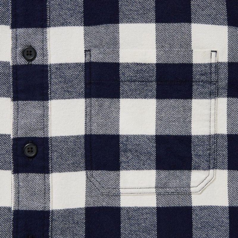 Uniqlo Flannel Checked Long-Sleeve Muške Košulje Plave | 9801-VEWNU