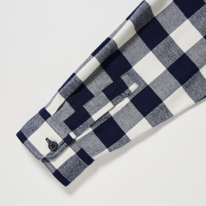 Uniqlo Flannel Checked Long-Sleeve Muške Košulje Plave | 9801-VEWNU
