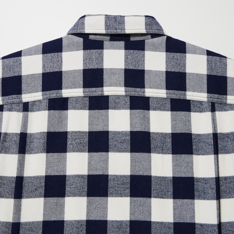 Uniqlo Flannel Checked Long-Sleeve Muške Košulje Plave | 9801-VEWNU