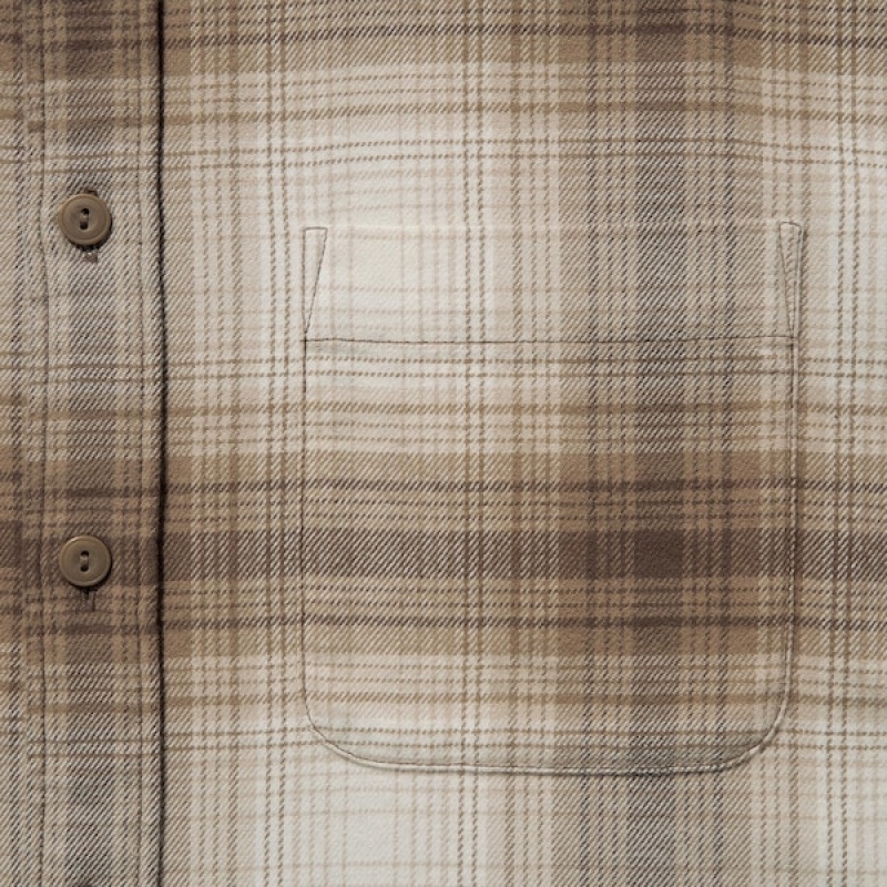 Uniqlo Flannel Checked Long-Sleeve Muške Košulje Bakrene | 5639-WHFYX