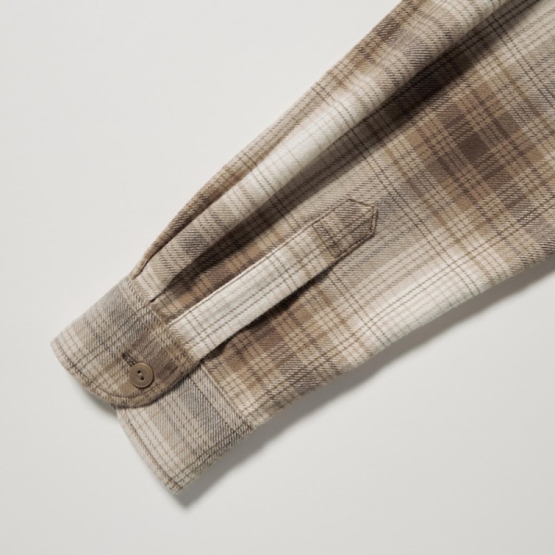 Uniqlo Flannel Checked Long-Sleeve Muške Košulje Bakrene | 5639-WHFYX