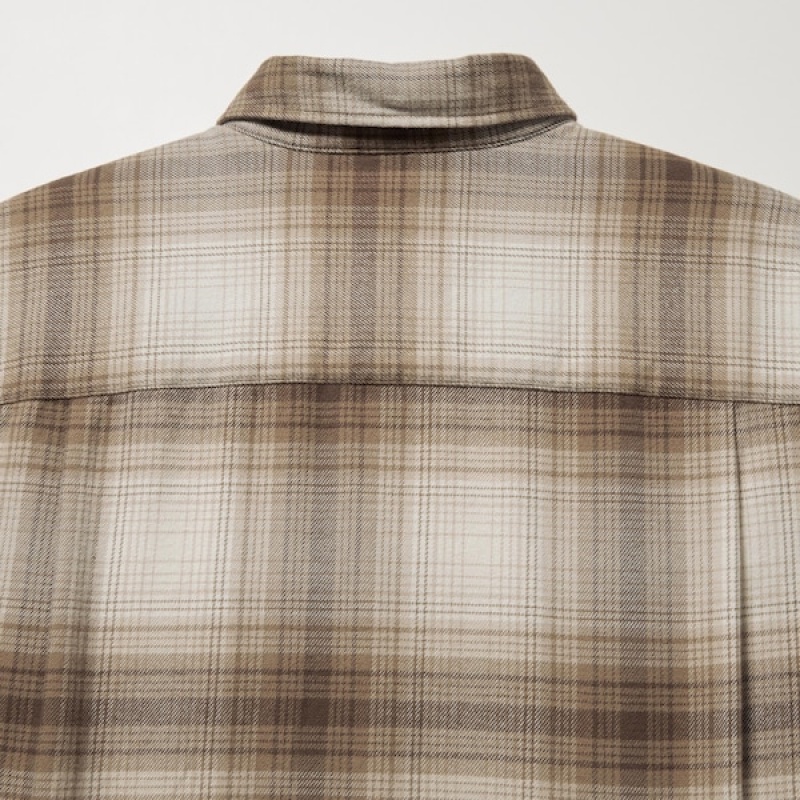 Uniqlo Flannel Checked Long-Sleeve Muške Košulje Bakrene | 5639-WHFYX