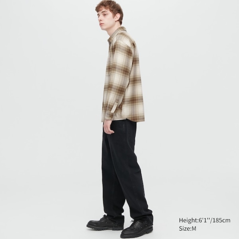 Uniqlo Flannel Checked Long-Sleeve Muške Košulje Bakrene | 5639-WHFYX