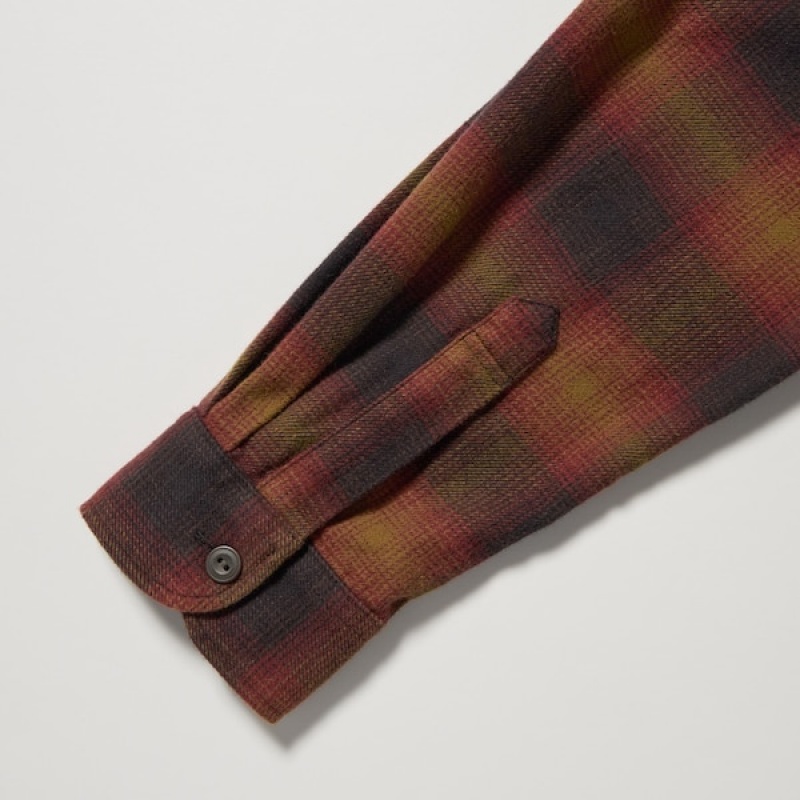 Uniqlo Flannel Checked Long-Sleeve Muške Košulje Smeđe | 3496-BVISY