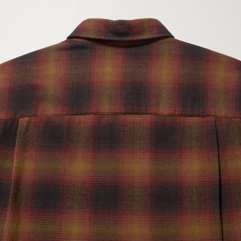 Uniqlo Flannel Checked Long-Sleeve Muške Košulje Smeđe | 3496-BVISY