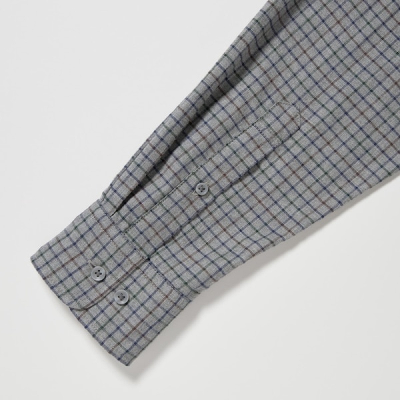 Uniqlo Flannel Checked Long-Sleeve Muške Košulje Sive | 0946-RNQYU