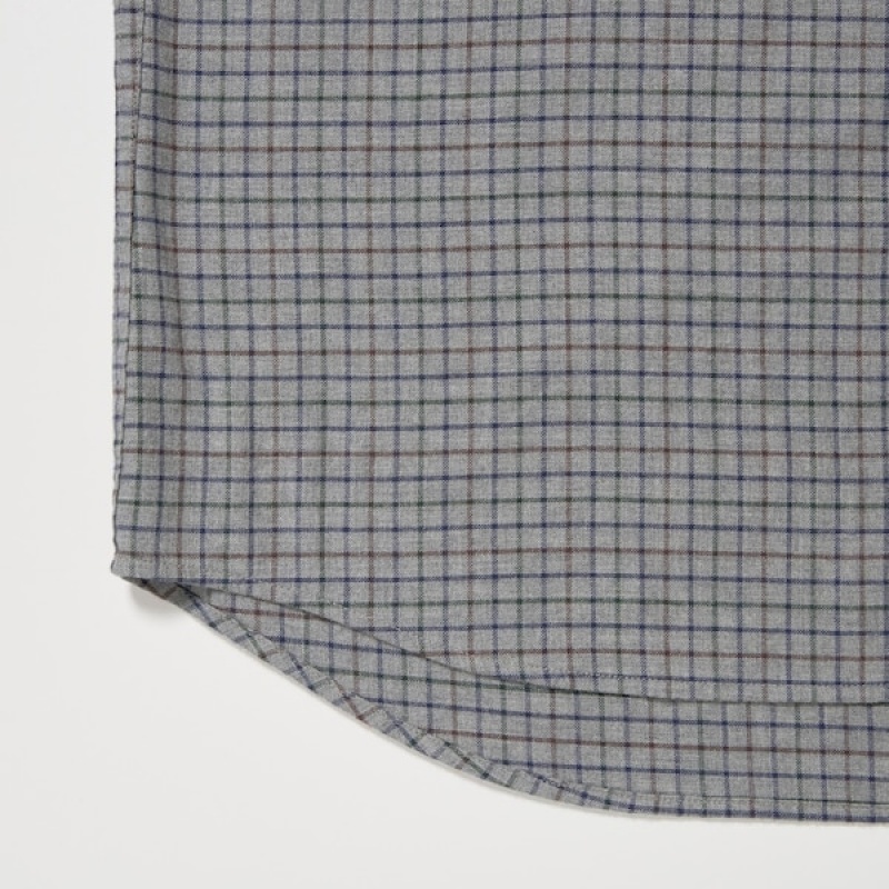 Uniqlo Flannel Checked Long-Sleeve Muške Košulje Sive | 0946-RNQYU