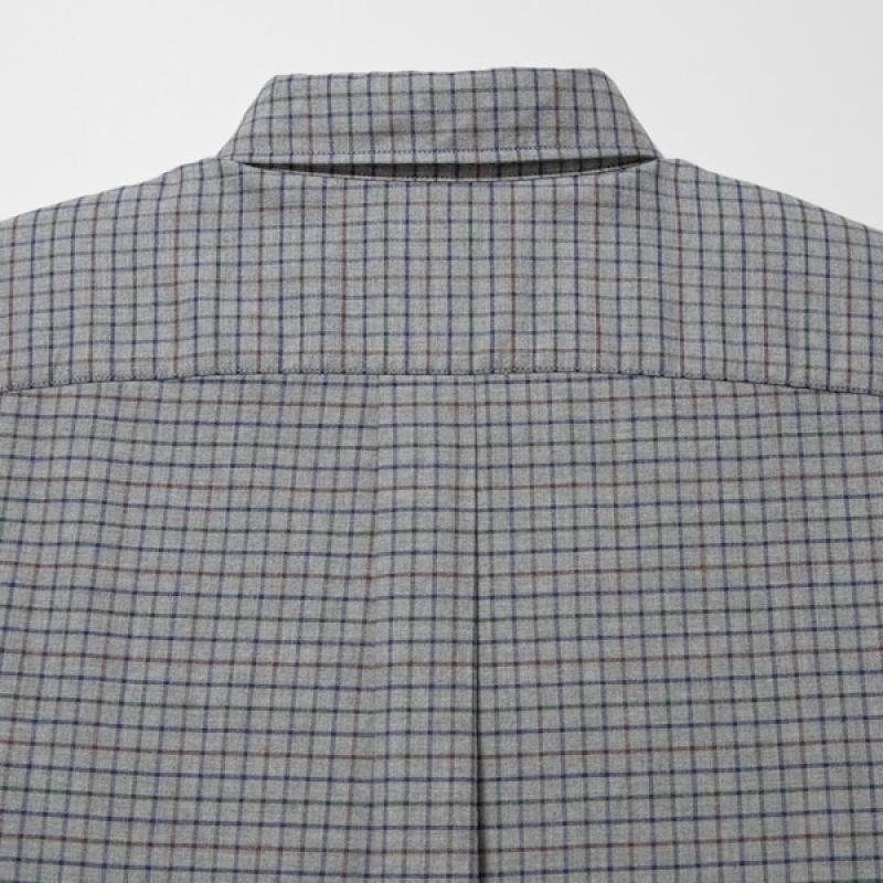Uniqlo Flannel Checked Long-Sleeve Muške Košulje Sive | 0946-RNQYU