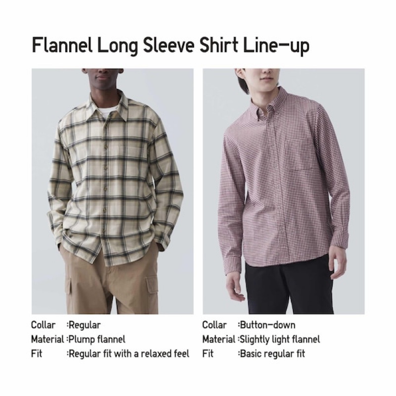Uniqlo Flannel Checked Long-Sleeve Muške Košulje Sive | 0946-RNQYU