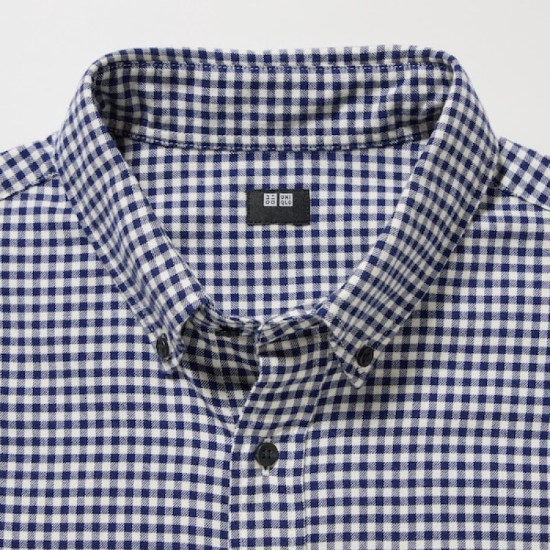 Uniqlo Flannel Checked Long-Sleeve Muške Košulje Plave | 4281-ALVSF