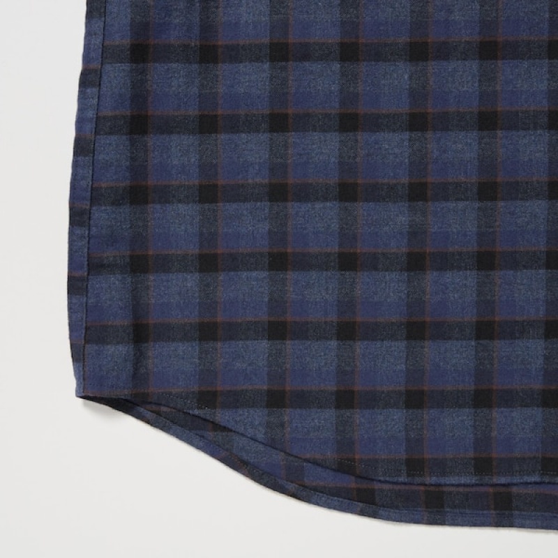 Uniqlo Flannel Checked Long-Sleeve Muške Košulje Plave | 2968-AFRTL