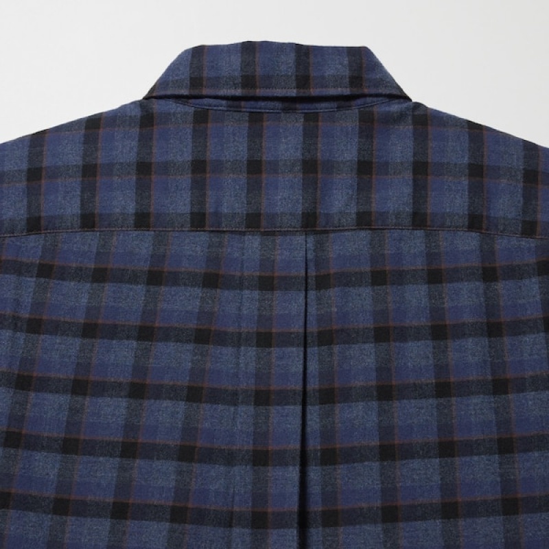 Uniqlo Flannel Checked Long-Sleeve Muške Košulje Plave | 2968-AFRTL