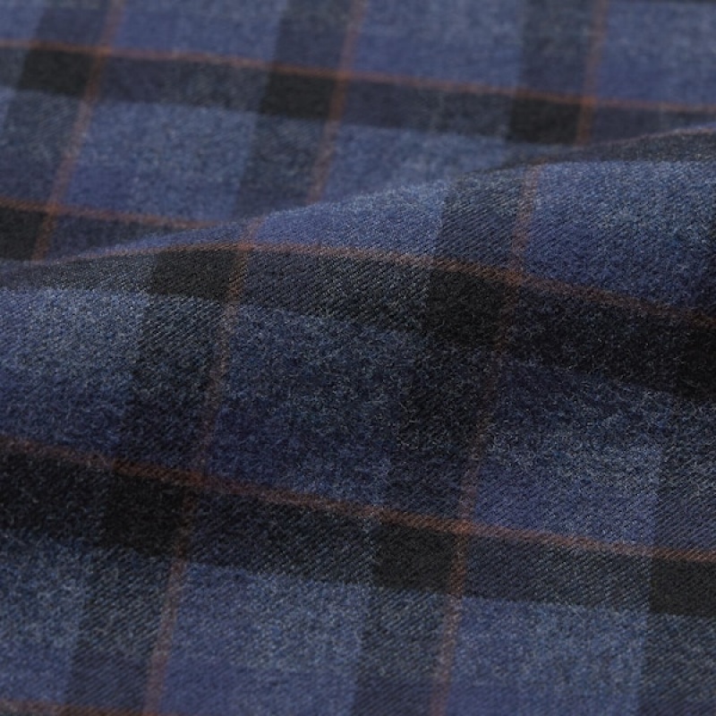 Uniqlo Flannel Checked Long-Sleeve Muške Košulje Plave | 2968-AFRTL