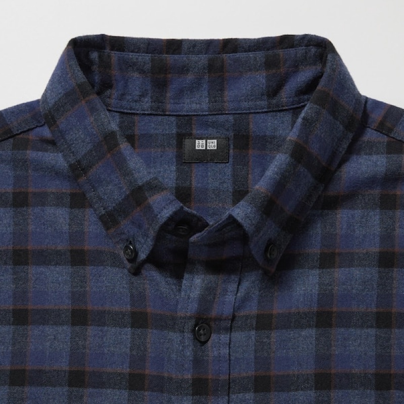 Uniqlo Flannel Checked Long-Sleeve Muške Košulje Plave | 2968-AFRTL