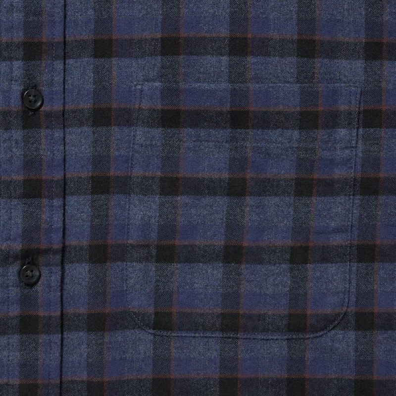 Uniqlo Flannel Checked Long-Sleeve Muške Košulje Plave | 2968-AFRTL