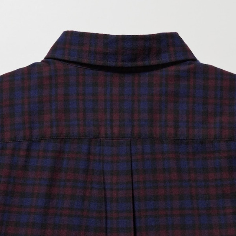 Uniqlo Flannel Checked Long-Sleeve Muške Košulje Bordo | 2580-EWAFT