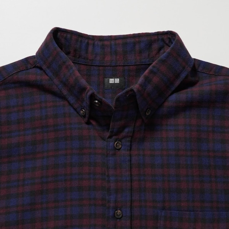Uniqlo Flannel Checked Long-Sleeve Muške Košulje Bordo | 2580-EWAFT