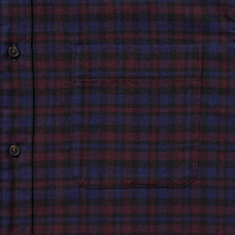 Uniqlo Flannel Checked Long-Sleeve Muške Košulje Bordo | 2580-EWAFT