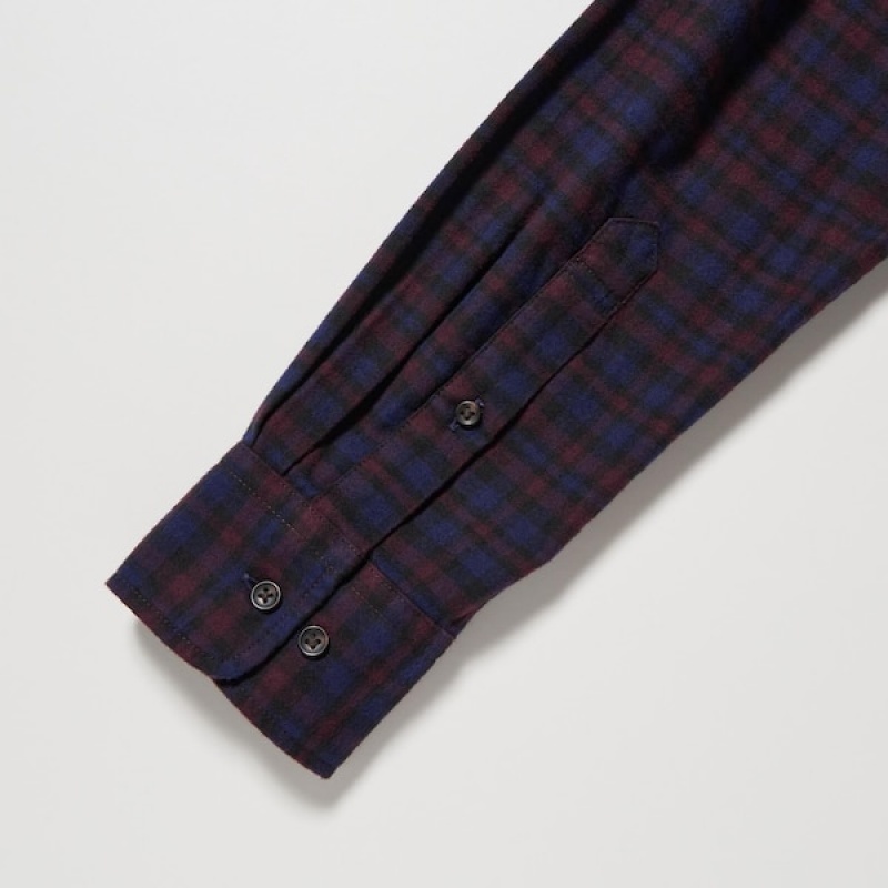 Uniqlo Flannel Checked Long-Sleeve Muške Košulje Bordo | 2580-EWAFT