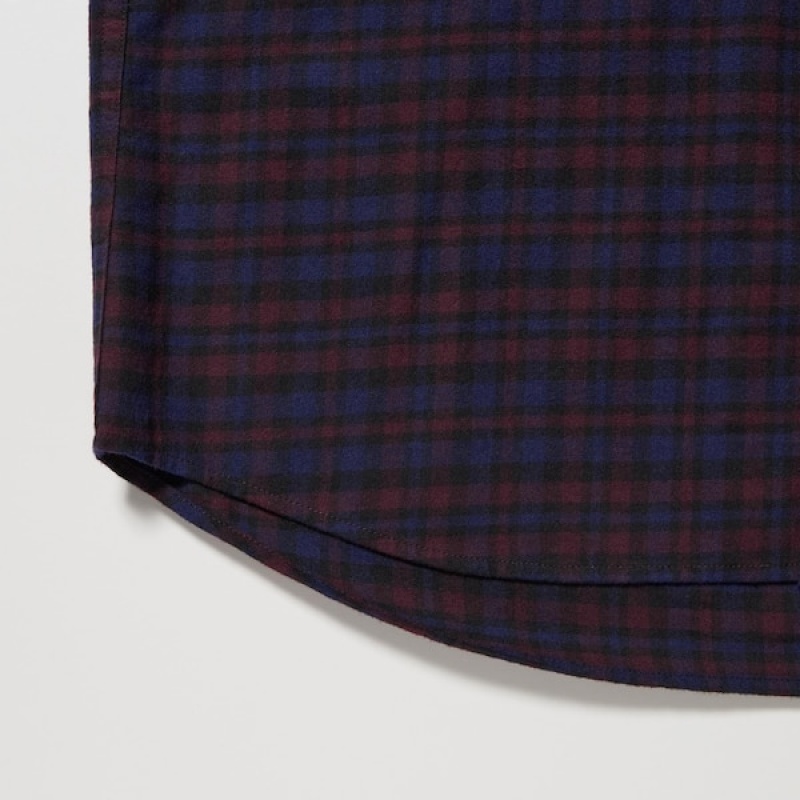 Uniqlo Flannel Checked Long-Sleeve Muške Košulje Bordo | 2580-EWAFT