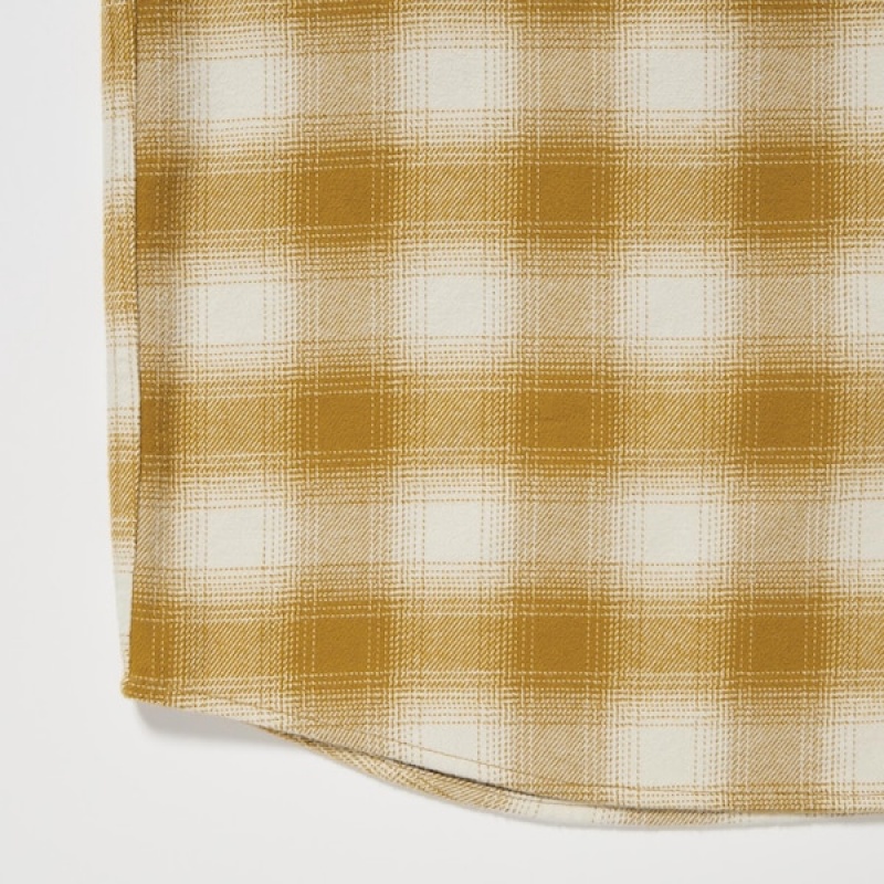 Uniqlo Flannel Checked Long-Sleeve Muške Košulje Žute | 4153-IVLEO