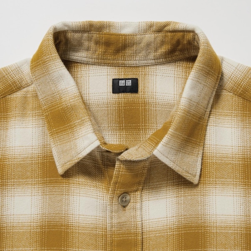 Uniqlo Flannel Checked Long-Sleeve Muške Košulje Žute | 4153-IVLEO