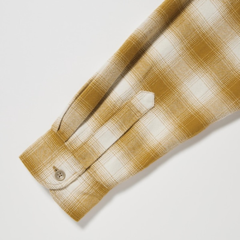 Uniqlo Flannel Checked Long-Sleeve Muške Košulje Žute | 4153-IVLEO
