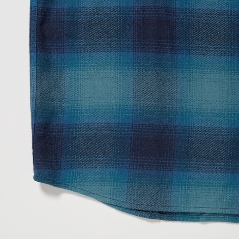 Uniqlo Flannel Checked Long-Sleeve Muške Košulje Plave | 6823-WHEZF