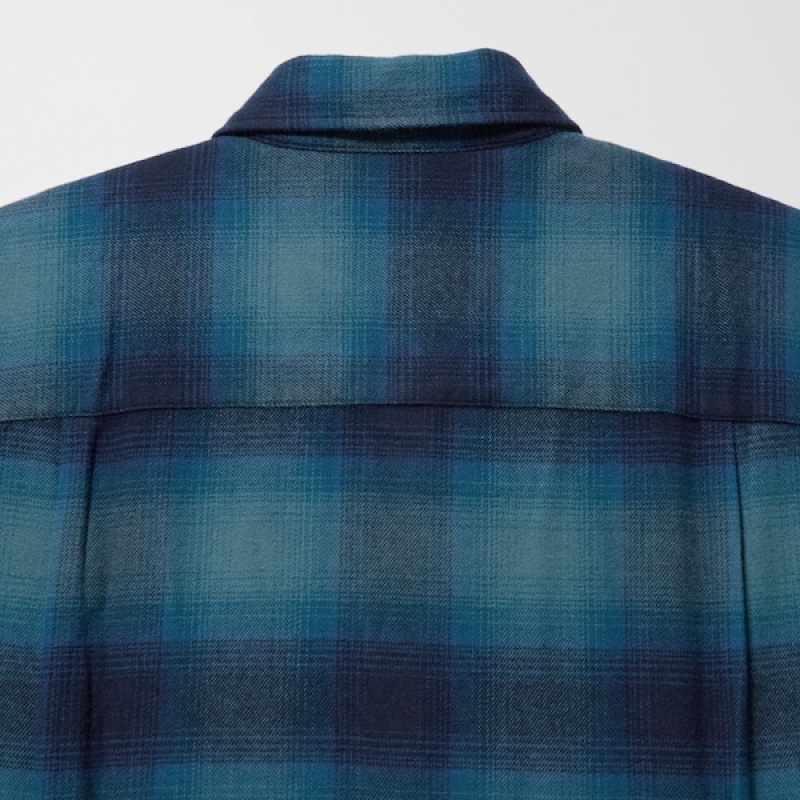Uniqlo Flannel Checked Long-Sleeve Muške Košulje Plave | 6823-WHEZF