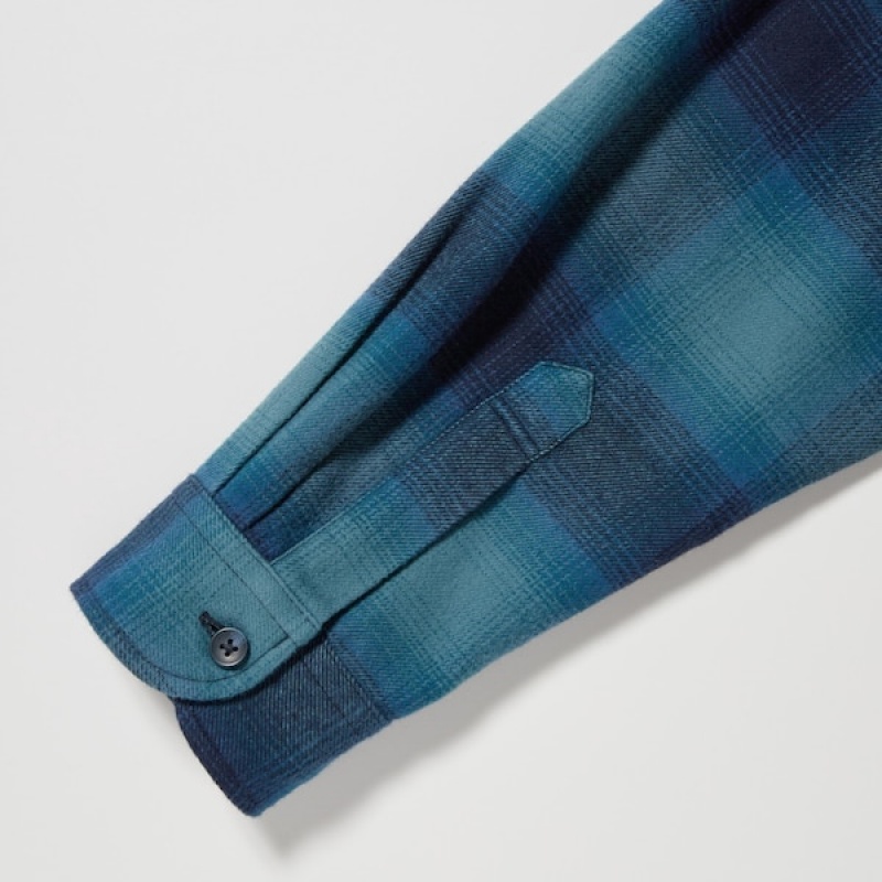 Uniqlo Flannel Checked Long-Sleeve Muške Košulje Plave | 6823-WHEZF